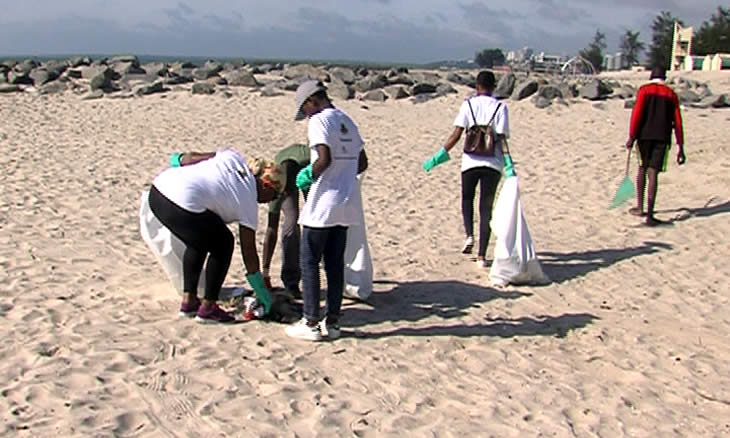 Jovens juntaram-se para recolher resíduos na praia da Costa do Sol